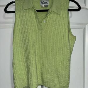 Lilly Pulitzer Women's XL Green Cashmere Sleeveless Sweater Vest